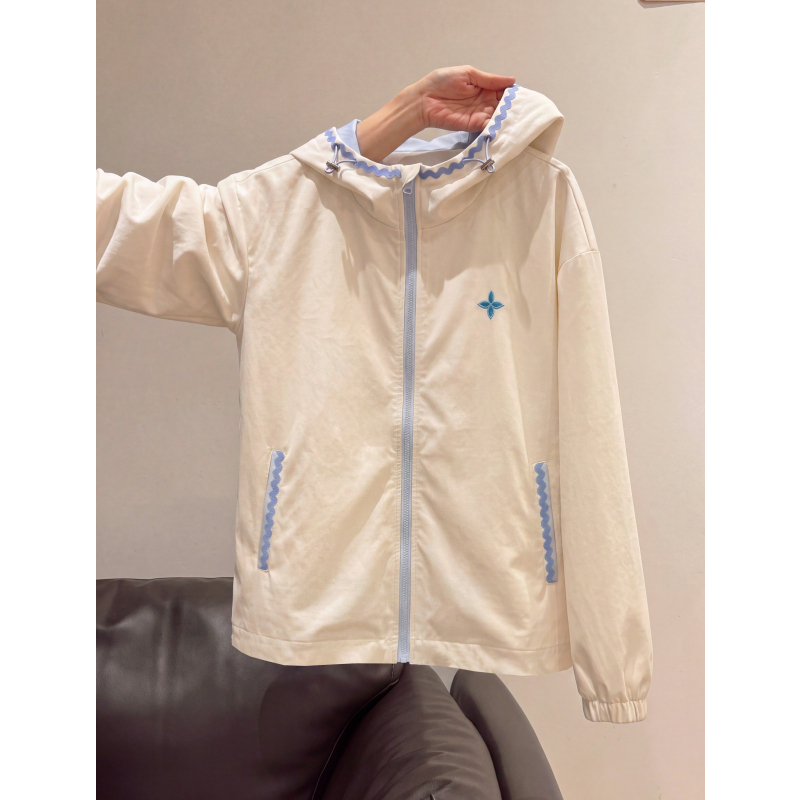 American Retro Outdoor Casual Hooded Jacket for Women, Autumn Design, Niche Shell Embroidery Jacket Top