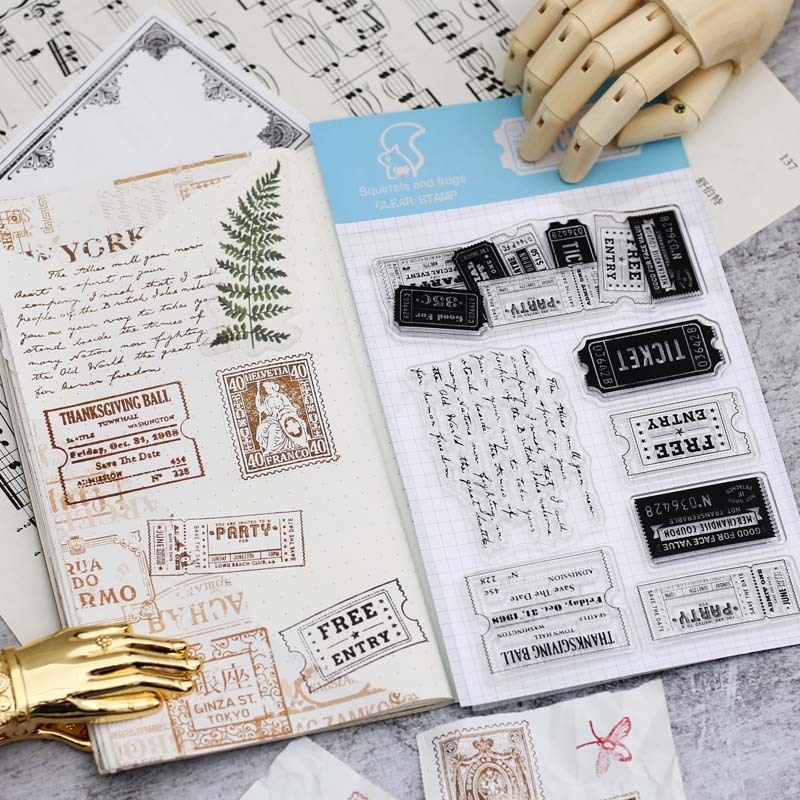 WEEK BAR Vintage character stamp Silicone transparent seal Hand account ticket ink decoration rubber stamp