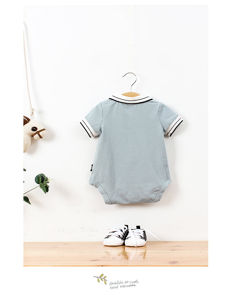 Quần áo trẻ em tam giác nam và nữ bé cotton ve áo ve áo ngắn tay romper 0-6-12 tháng tuổi sơ sinh thủy triều - Áo liền quần bộ trẻ em phim hoạt hình