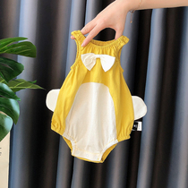 Baby Jersey sleeveless thin baby vest bellyband summer newborn triangle climbing suit Korean version of backpack pants