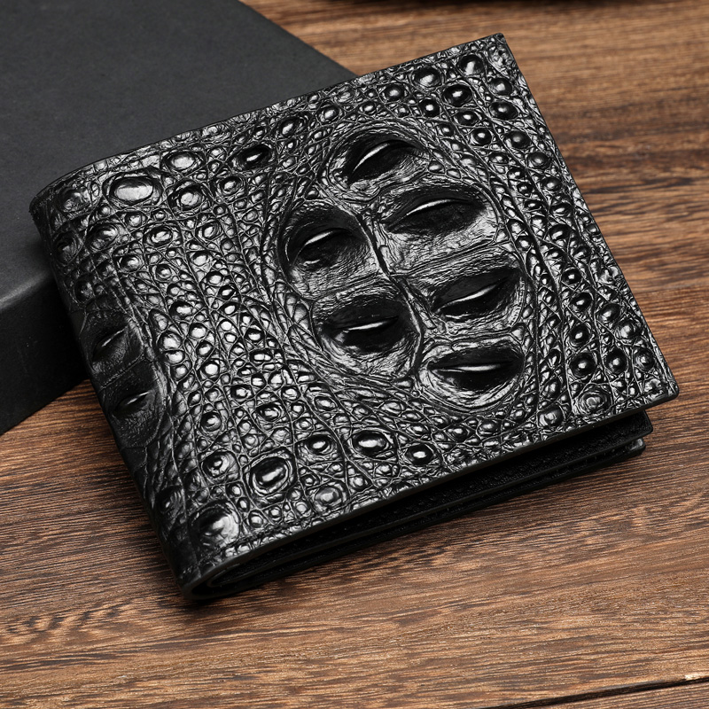 Pure crocodile leather wallet men's trendy leather short Thai handmade wallet men's youth vertical personality wallet