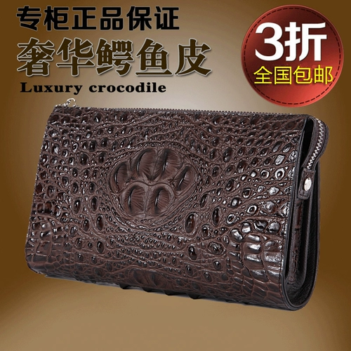 Трендовая модная сумка с петлей на руку, вместительная и большая маленькая сумка клатч для отдыха, Таиланд, крокодил, из натуральной кожи