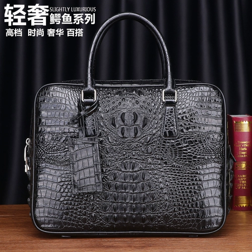 Таиланд легкая роскошная крокодиловая кожаная мужская мешка кожаная молодежная молодежная кросс -модель бизнес -модная мода высокая текстура Официальная сумка документа.