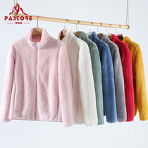 Pasto fleece jacket womens outdoor plus velvet thickened double-sided fleece cardigan jacket coral velvet hooded sweater men