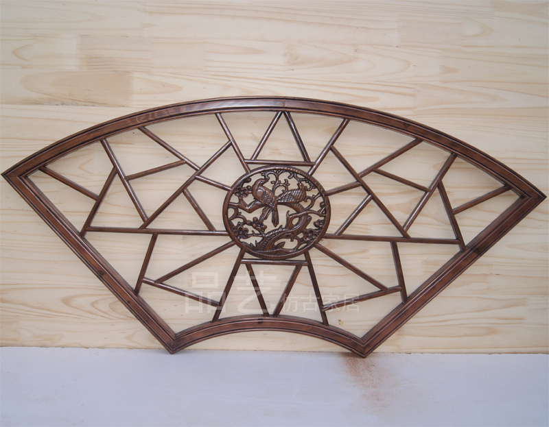 Dongyang wood carved wood hanging Chinese antique fan wall hanging parts Home decoration crafts hanging pieces spot