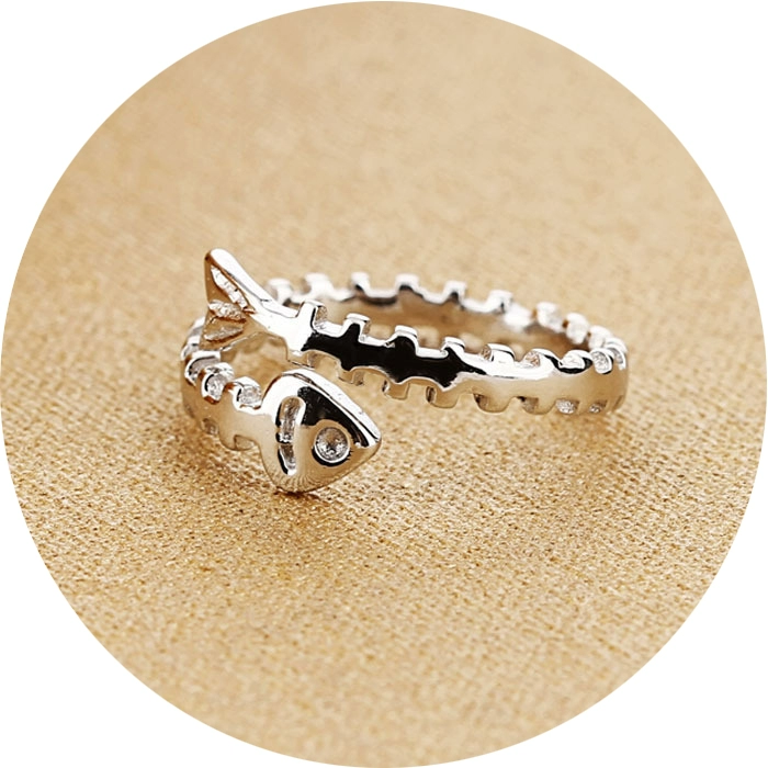 Jiansan ngoại vi Jianwangsan nhẫn trang sức Mingjiao Meo meo mèo xương cá Sterling bạc kiếm sĩ tình yêu III - Game Nhân vật liên quan