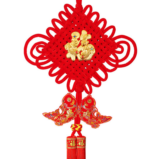 Китайский узел, красочный узел в форме двойной рыбы, красный китайский узел-подвеска, подвесное украшение, китайский узел с иероглифом благословения, особый подарок для иностранцев 1637