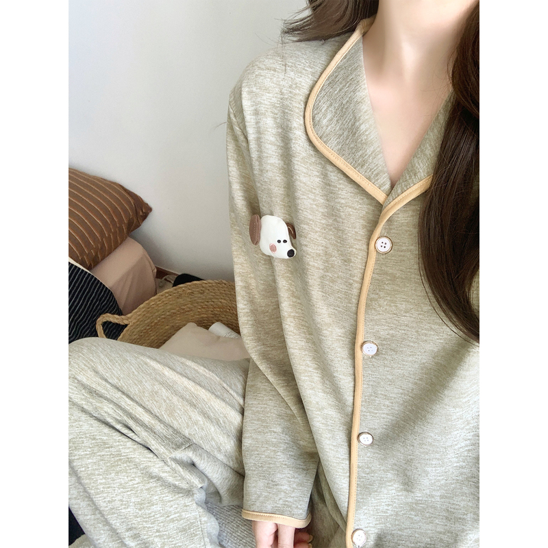 High-End Simple Long-Sleeved Pajamas for Women in Autumn and Winter, Cute Puppy Cashmere Warm Long-Sleeved Pants, Home Wear Set High-End Simple Long-Sleeved Pajamas for Women in Autumn and Winter, Cute Puppy Cashmere Warm Long-Sleeved Pants, Home Wear Set