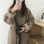 2018 phiên bản Hàn Quốc dày mới của áo khoác lông cừu lông dài tay sang trọng trong phần dài của áo khoác nữ ấm áp áo khoác dạ nữ form ngắn
