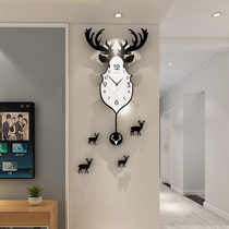 Nordic deer head wall clock Living room personality creative fashion light luxury watch Modern simple atmosphere wall hanging household clock