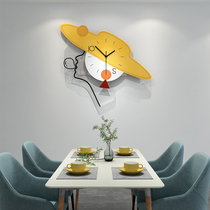 Modern minimalist creative hanging clock Living room Home Fashion light extravaganza Nordic Restaurant Net Red Decorative Clock Hanging Wall