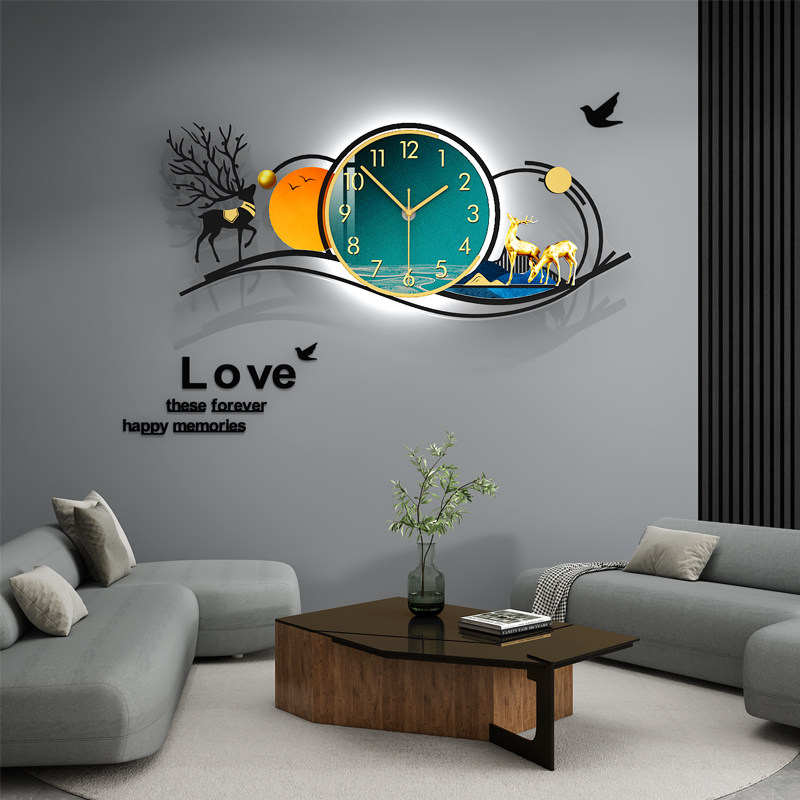 Net red hanging clock Living room Home Fashion 2021 new modern minimalist atmosphere creative light extravagant wall-mounted wall clock