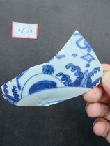 Late Ming Dynasty blue and white porcelain ancient porcelain pieces Fushan Shouhai pattern full of hundreds of old porcelain pieces
