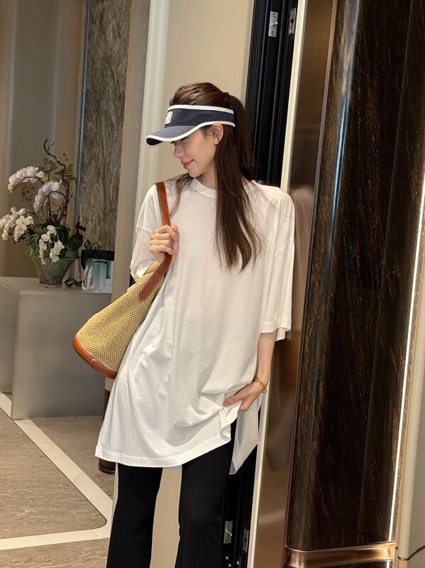 Modern Mdeng Korean Style Simple Loose Large Size Short-Sleeved T-Shirt Summer 2026 New Versatile Mid-Length Top 3910