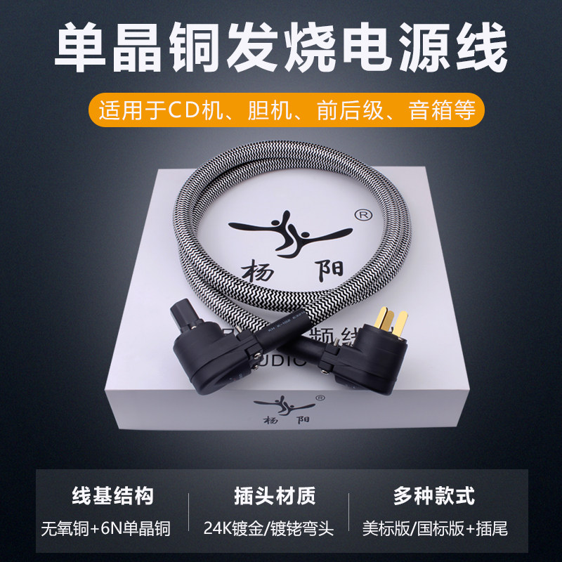 YYAUDIO hifi audio power cord amplifier boldness machine Fever-grade single crystal copper elbow power cord GB American