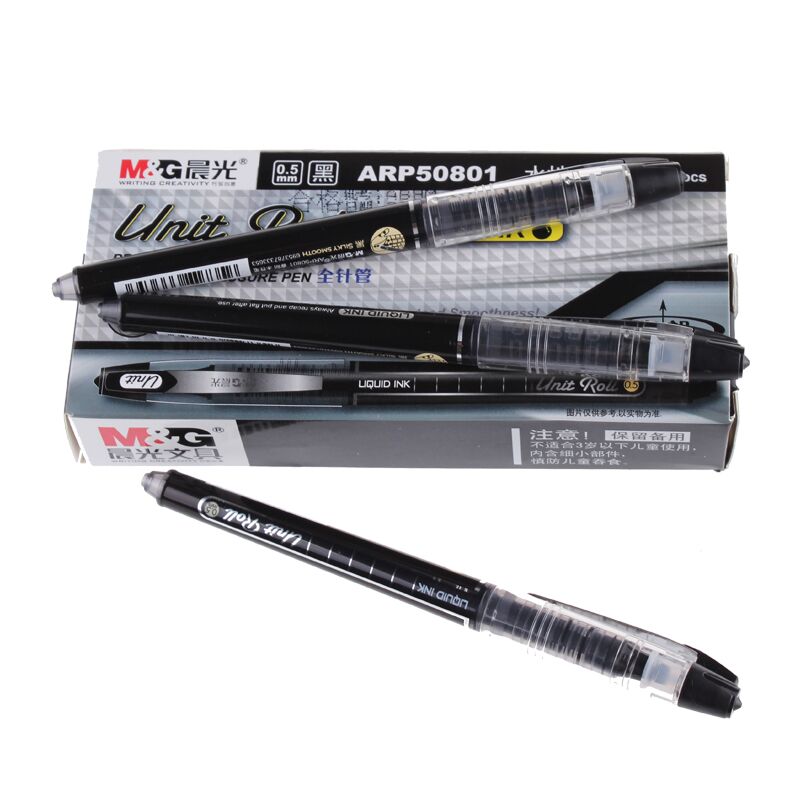Morning light ARP50801 Ruillong straight liquid style water-based pen full needle tube 0 5 medium pen black exam signature pen