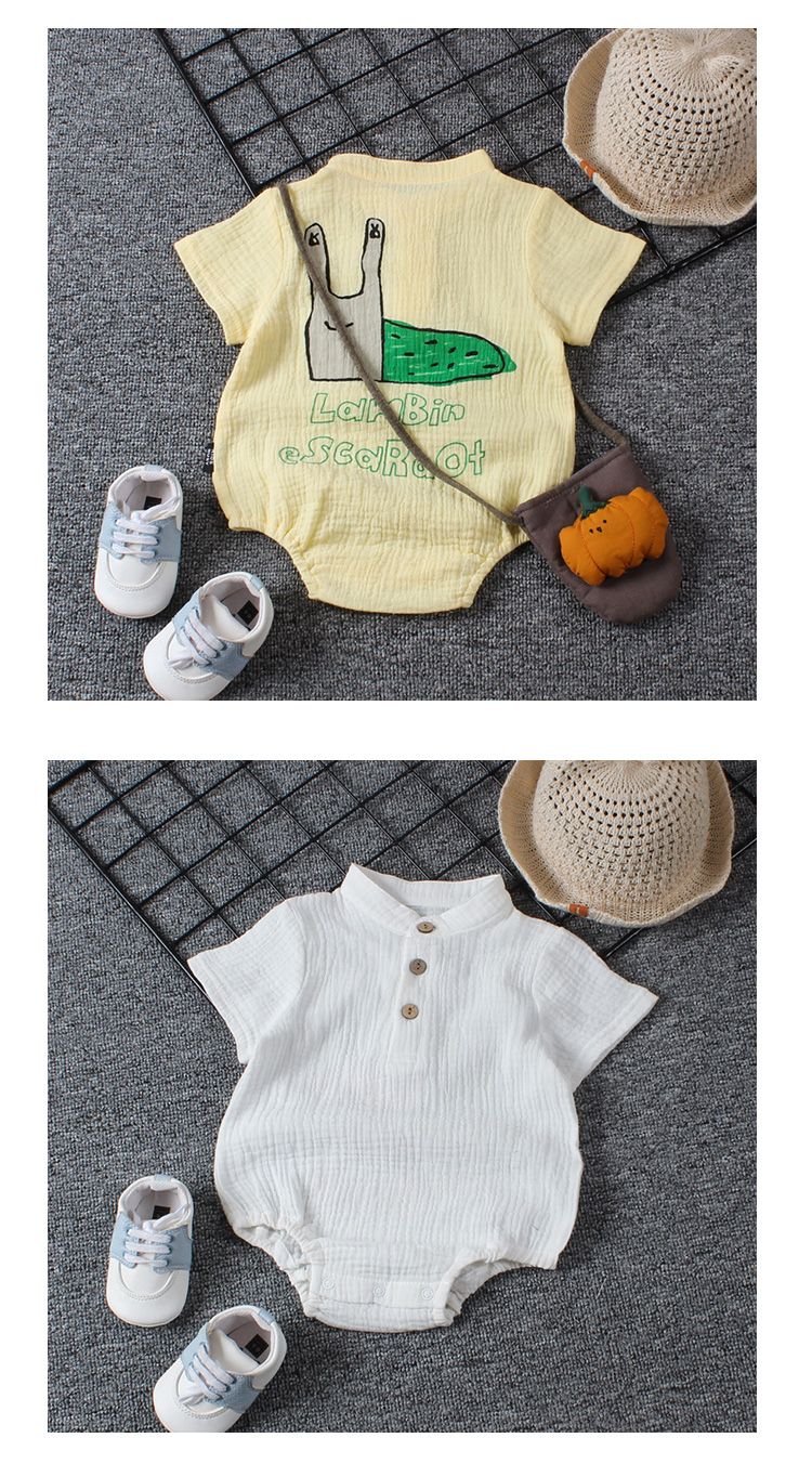 Quần áo tam giác bé mùa hè mỏng phần cotton ngắn tay bé jumpsuit quần áo bé mùa hè quần áo leo núi dễ thương - Áo liền quần bexinhshop shop