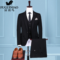 Fugui Bird Western-style Suit Mens Suit Three Sets Youth Spring Autumn New Business Casual Pure Color Groom Gown