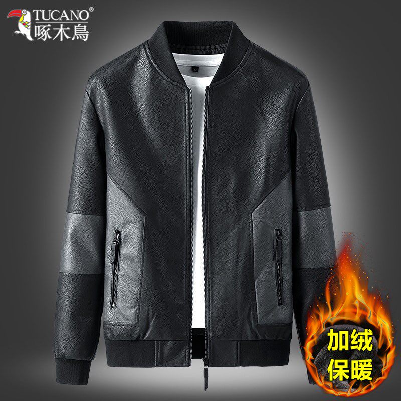 Woodpecker high - end Haining fur coat for men's coat 2022 new big - code autumn and winter men plus velvet jacket