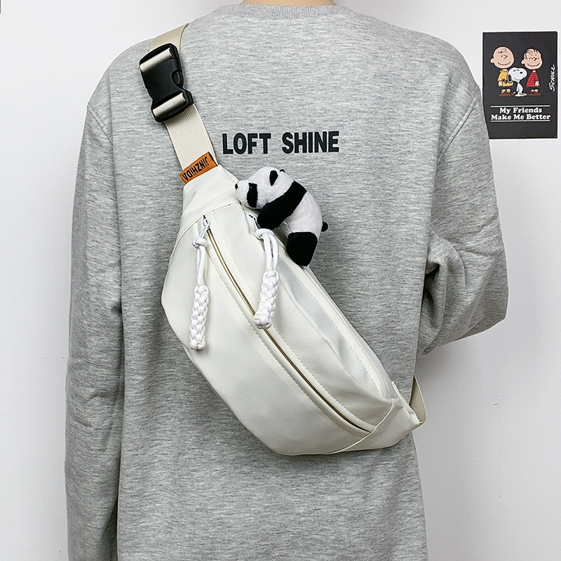 ins Japanese-Style Chest Bag for Men and Women, Simple Casual Solid Color Crossbody Small Backpack, Trendy Brand Shoulder Bag, Harajuku Style Crossbody Bag