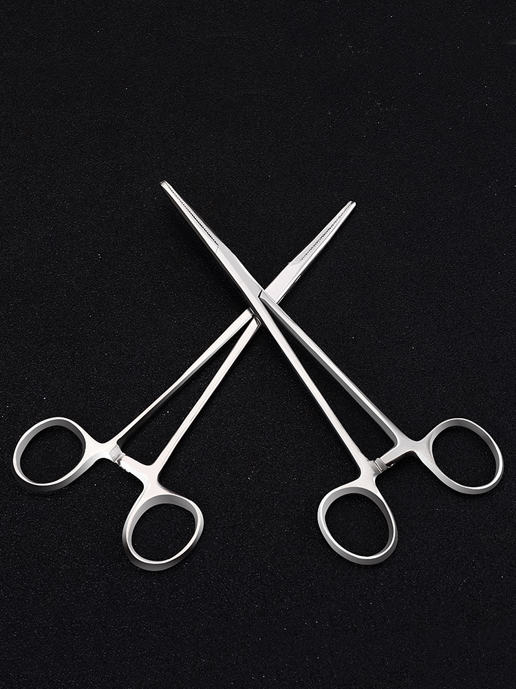 Cupping hemostatic pliers Stainless steel flat mouth pliers Straight head elbow pointed head tweezers Fishing pet hair plucking needle holder