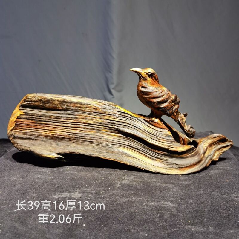 Root Art Amber Wood (Rosin Wood) Bird Weathered Wood Tree Root Carving Free-Form Carving Home Decoration Art Ornaments