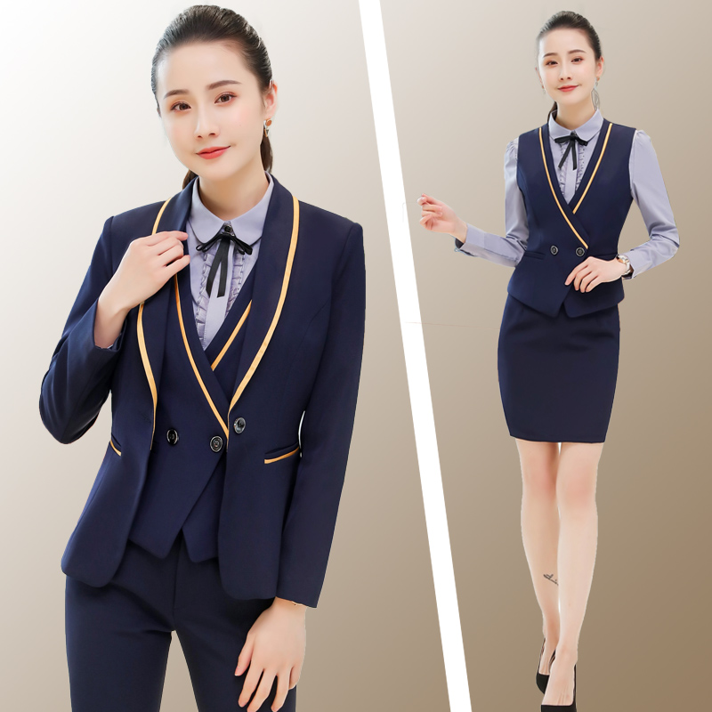 Suit Ladies Formal Dress Stewardess Uniform Professional Set Fashion Decoration Body Temperament Hotel Front Desk Beautician Overalls