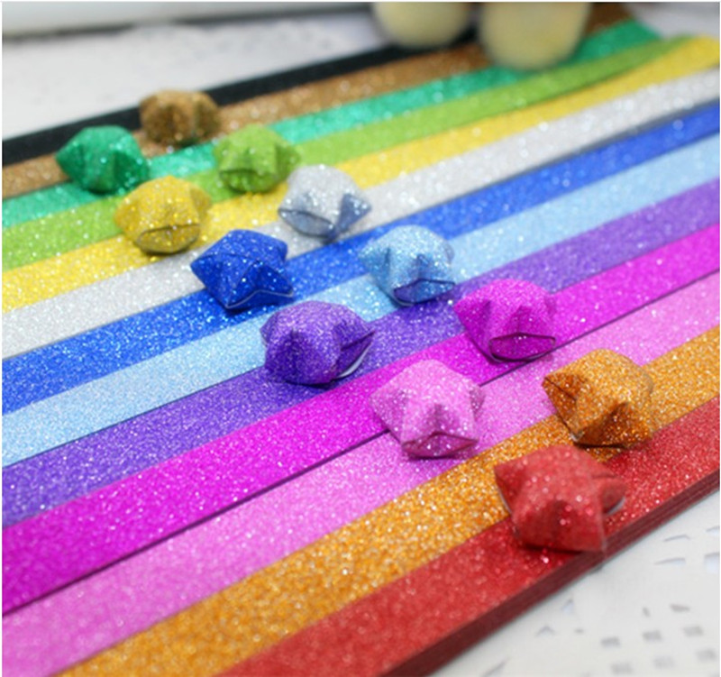 Flash diamond monochrome solid color rainbow candy color stack of stars origami strip star paper flash diamond lucky star origami