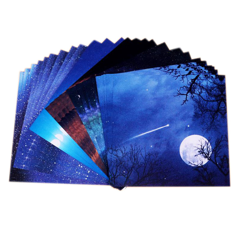 15 cm square moon starry sky origami printing meteor colored paper children's single-sided handmade origami cardboard