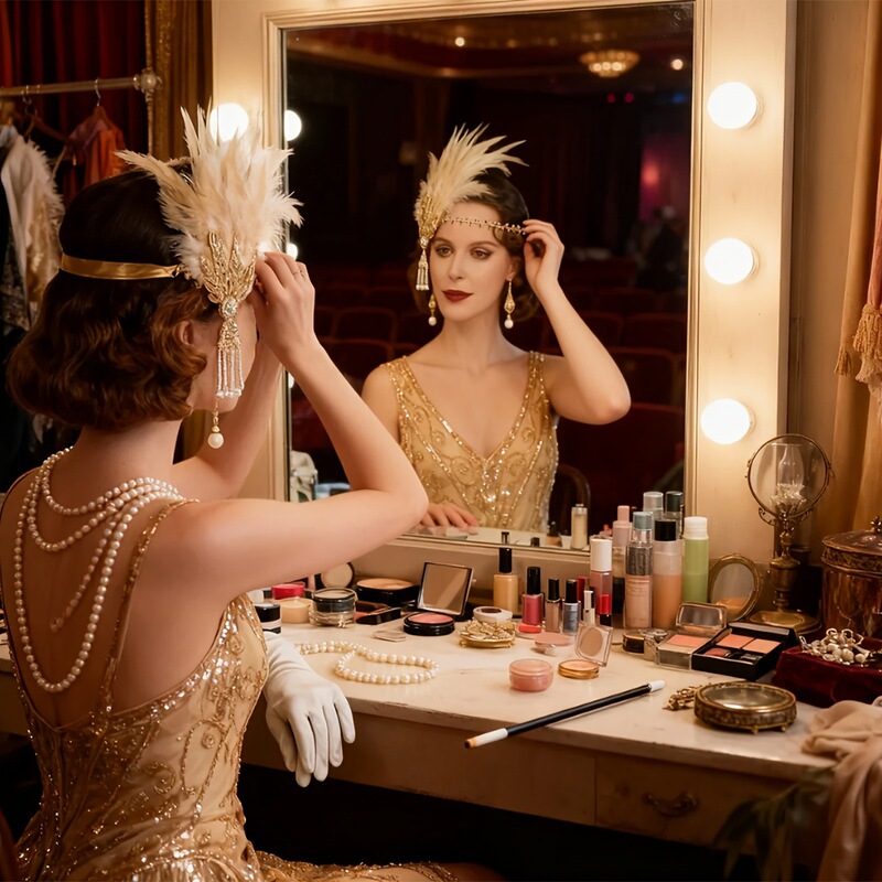 1920S Great Gatsby Masquerade Party Set Decorations Lady's Dress Accessories Cosplay