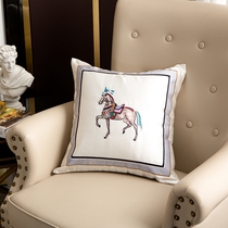 American light lavish emulated silk Summer embroidered Embroidered horse with pillow-like plate Waist Pillow Cushion Real Leather Sofa Backrest