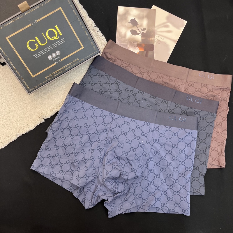 Guqi High-End Men's Underwear Classic Fashion Print Comfortable Seamless Boxer Briefs Men's High-End Gift Box Set Guqi High-End Men's Underwear Classic Fashion Print Comfortable Seamless Boxer Briefs Men's High-End Gift Box Set