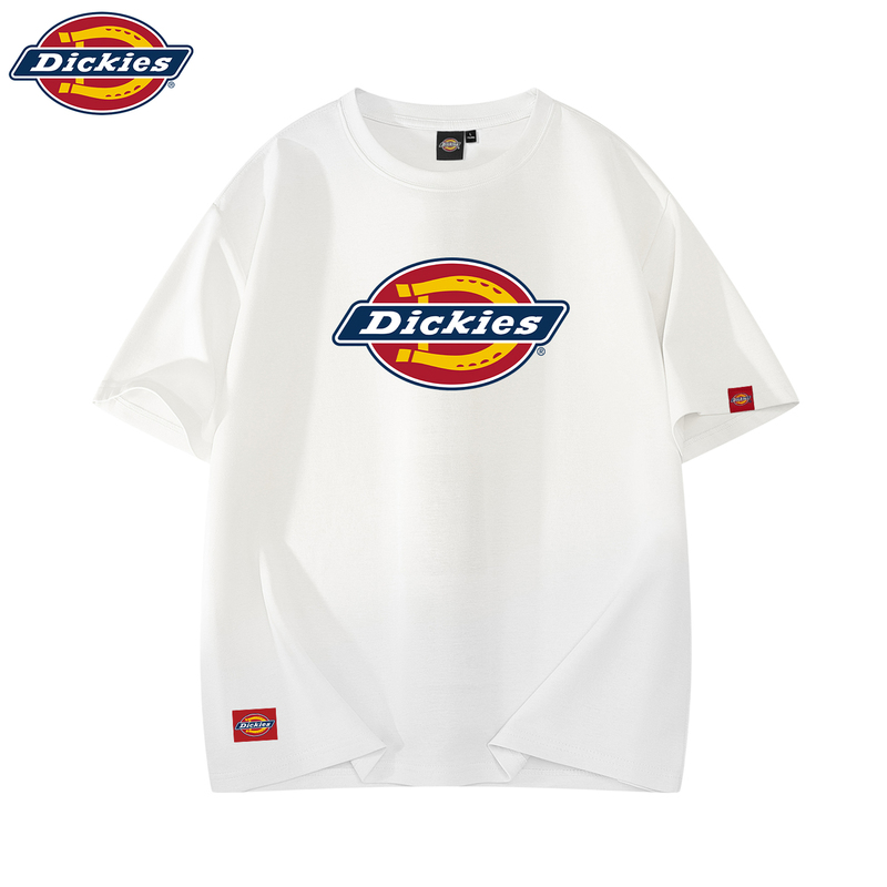 Dickies Official Authentic American Fashion Brand Letter-Printed Short-Sleeved T-Shirt for Men, New Summer Style, Solid Color, Large Size, Versatile