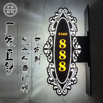 Double-sided LED with light luminous door number design custom made hotel KTV box club bar private room card