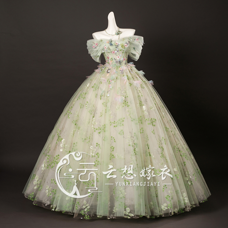 Forest-Style Fruit Green Adult Ceremony Evening Dress 2026 New Model for Art Exams, Graduation, Host, Light Luxury, Niche, Three-Dimensional Design Forest-Style Fruit Green Adult Ceremony Evening Dress 2026 New Model for Art Exams, Graduation, Host, Light Luxury, Niche, Three-Dimensional Design