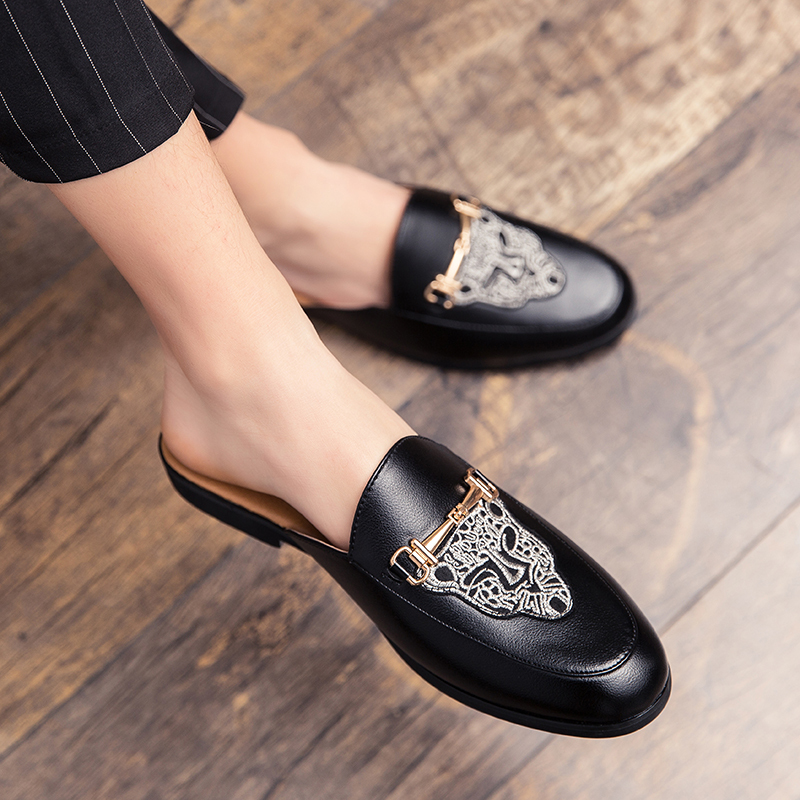 Summer Closed-Toe Slip-On Men's Loafers Without Heel, Men's Leather Casual Korean Style Trendy Moccasins Summer Closed-Toe Slip-On Men's Loafers Without Heel, Men's Leather Casual Korean Style Trendy Moccasins