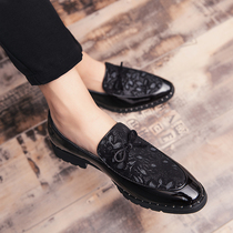 Shoes mens shoes Inn trendy sloth shoes net red One foot pedal nightclub hair stylist casual leather shoes mens wave shoes