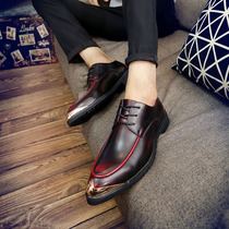 Hair stylist Leather Shoes Nightclub Tide Mens Shoes Han Edition Inellen 100 Hitch Youth Trend Heightening Breathable Pointy Leather Shoes