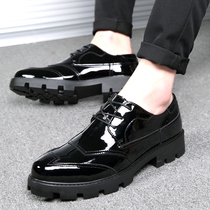 Spring Summer Youth Pointed Leather Shoes Mens Inlan Chaohan Edition Lacing Positive Dress Heightening Casual Shoes Hair Stylist Wedding Shoes