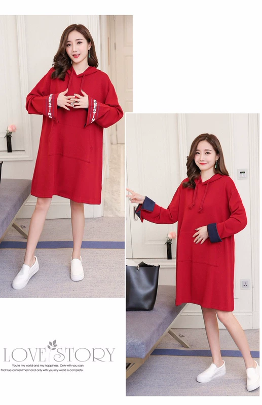 Phụ nữ mang thai mùa xuân phù hợp với người mẫu thời trang 2019 phiên bản mới của Hàn Quốc với áo len dày và áo len mùa đông