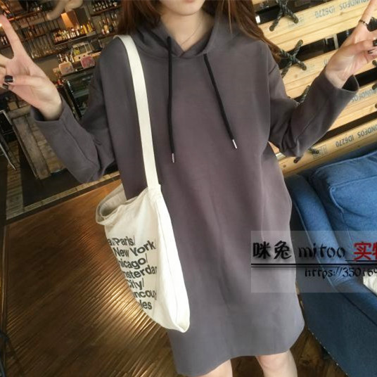 Pregnant Woman Spring Clothing Suit Fashion Spring Autumn Money Pure Cotton Tandem Hat Sportswear Jacket Woman medium Long version loose with large size