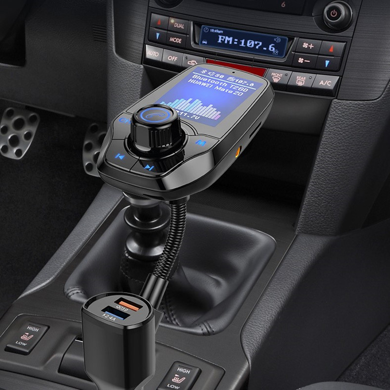 Car load MP3 Play Bluetooth hands-free Point Tobacco Charger Phone QC3 0 Quick charge FM transmitter Card U pan 4