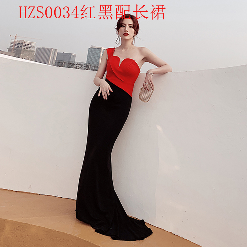  Hzs0034 red black with long skirt+M  