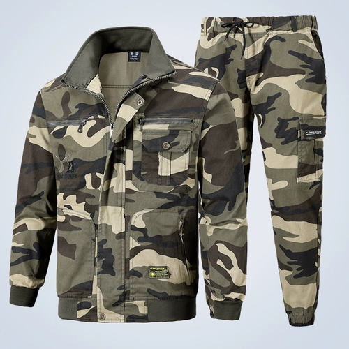 Хлопковый эластичный дорожный осенний комплект для работы, камуфляжная куртка для отдыха, защита от ожогов