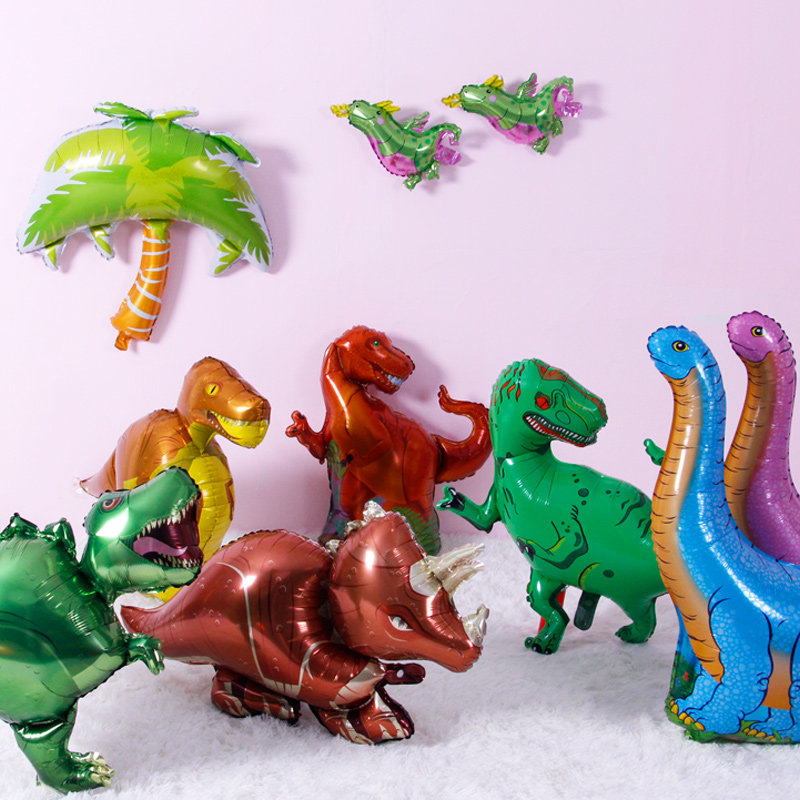Dinosaur themed aluminum film balloon triangle boy baby birthday party background wall arrangement decoration