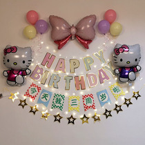 KT Cat Girl Baby's Birthday kt Cat Party Backwall Scene Decoration Balloon Package Hello Kitty