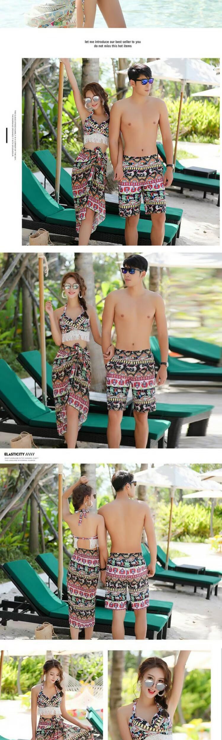 Đồ bơi cặp đôi mới 2019 Bộ đồ bơi bikini ba mảnh kỳ nghỉ bên bờ biển - Vài đồ bơi đồ biển cặp	