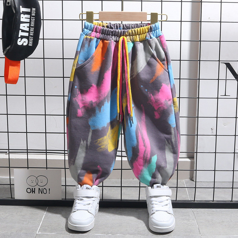 Boy Fried Street Pants Autumn 2022 New wave Men's Baoshuai Children's Fashionable Children Autumn Clothing Baby Acrobab Spring Autumn