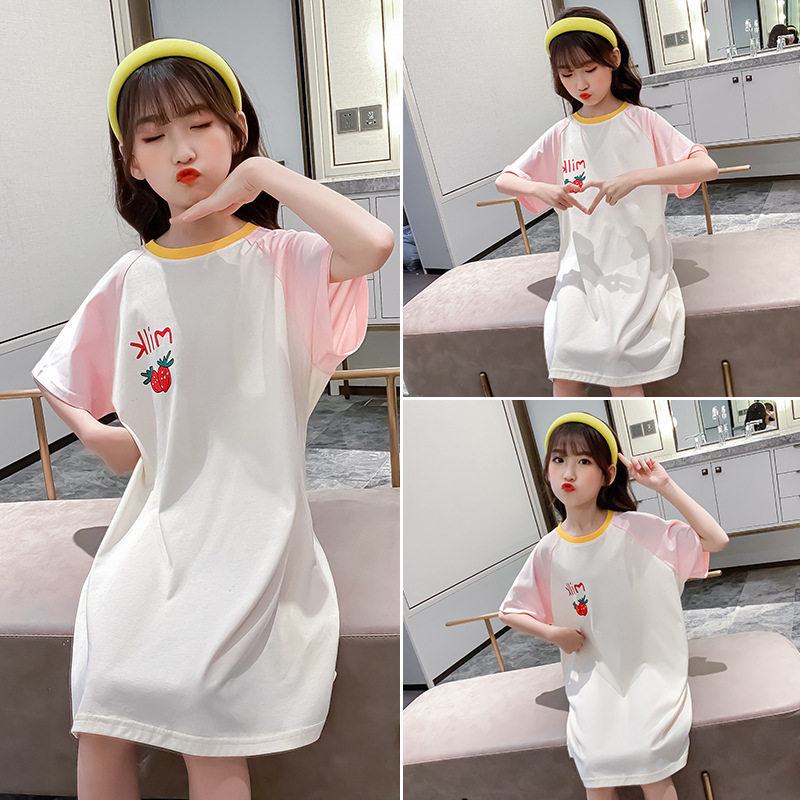Girls Sleepdress Children's Nightgown 2022 Summer Sleeve Princess dress in large child's paternity cotton family dress