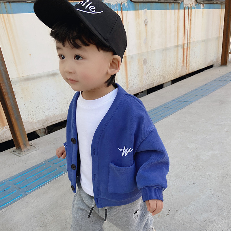 Baby Spring-autumn-style net red cardio-hoodie jacket pure cotton knit Han Fan Tong Bottling Damp Men's Spring Clothing Outfitting 